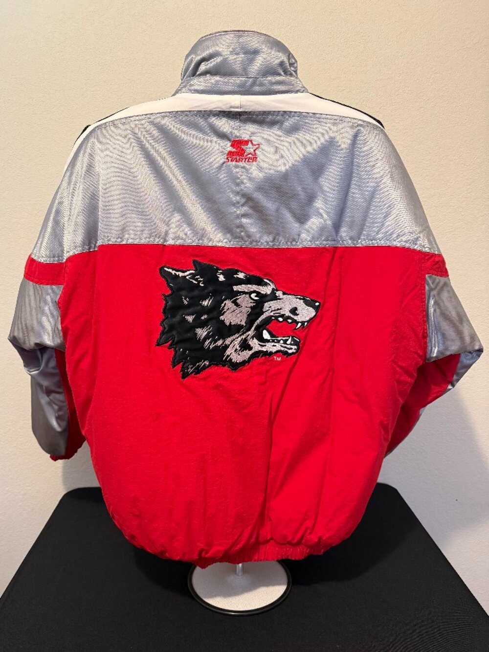 Vintage 90s New Mexico Lobos Starter Puffer Jacket Big Logo Men’s Large Red